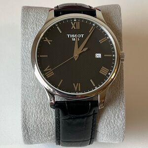New Tissot Tradition Quartz Men's Watch T063.610.16.058.00 42mm Black & Steel